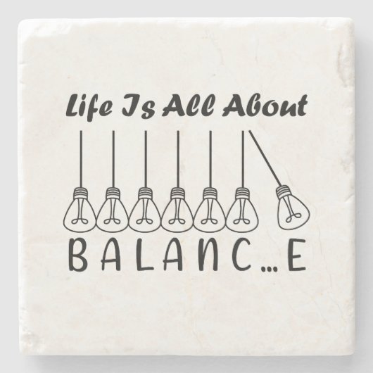 人生はバランスのインスピレーションやる気を起こさせるだ ストーンコースター (正面)