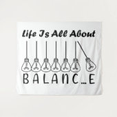 人生はバランスのインスピレーションやる気を起こさせるだ タペストリー (正面(横))