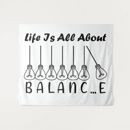 人生はバランスのインスピレーションやる気を起こさせるだ タペストリー (正面(横))