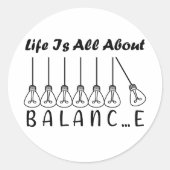 人生はバランスのインスピレーションやる気を起こさせるだ ラウンドシール (正面)