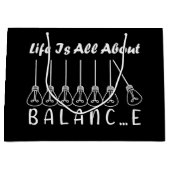 人生はバランスのインスピレーションやる気を起こさせるだ ラージペーパーバッグ (正面)