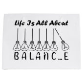 人生はバランスのインスピレーションやる気を起こさせるだ ラージペーパーバッグ (正面)