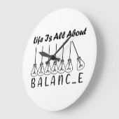 人生はバランスのインスピレーションやる気を起こさせるだ ラージ壁時計 (傾斜)