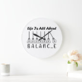 人生はバランスのインスピレーションやる気を起こさせるだ ラージ壁時計 (ホーム)
