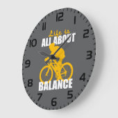 人生はバランスサイクリング やる気を起こさせる ラージ壁時計 (傾斜)
