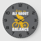 人生はバランスサイクリング やる気を起こさせる ラージ壁時計 (正面)