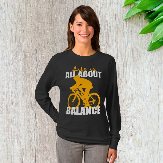 人生はバランスサイクリング やる気を起こさせる Tシャツ