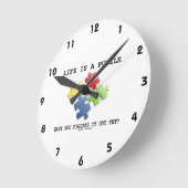 人生はパズルだと分かった？ ラウンド壁時計 (傾斜)