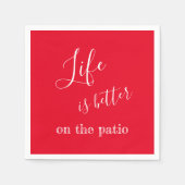 人生はパティオ引用文赤で良い スタンダードカクテルナプキン (正面)