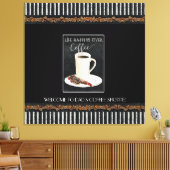 人生はパパコーヒーショップブラックnホワイト キャンバスプリント (インサイチュ (リビング))