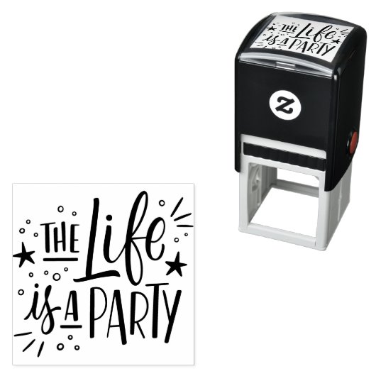 「人生はパーティー」のゴム印 セルフインキングスタンプ (インサイチュ)