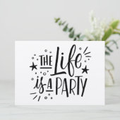 「人生はパーティ」お祝い招待状 - 楽しい 招待状 (スタンド正面)