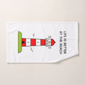 人生はビーチかわいいライトハウスプリント ハンドタオル (ハンドタオル)