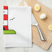 人生はビーチかわいい灯台の塔で良い キッチンタオル (四つ折り)