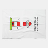 人生はビーチかわいい灯台の塔で良い キッチンタオル (横)