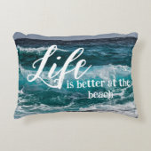人生はビーチで良い海ウェーブズバケーション アクセントクッション (正面)