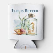 人生はビーチで良い/ボトルでシーホース 缶クーラー (正面)