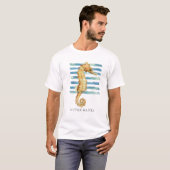 人生はビーチで良い、外銀行SEAHORSE Tシャツ (正面フル)