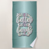 人生はビーチの文字が良カラフルい ビーチタオル (正面)