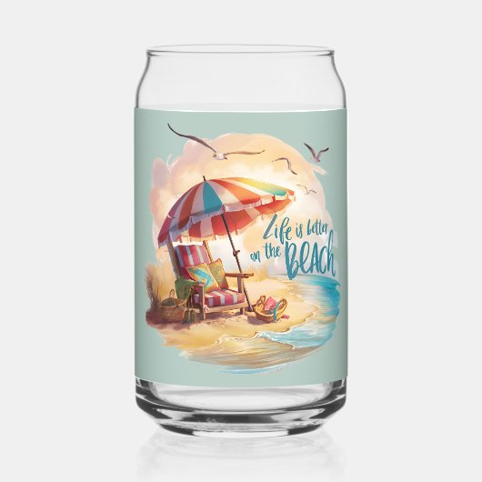 人生はビーチの海岸の美学に優れている ガラス缶 (裏面)