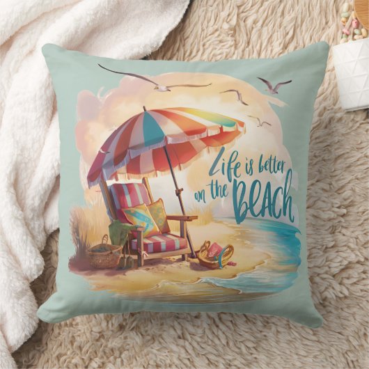 人生はビーチの海岸の美学に優れている クッション (ブランケット)