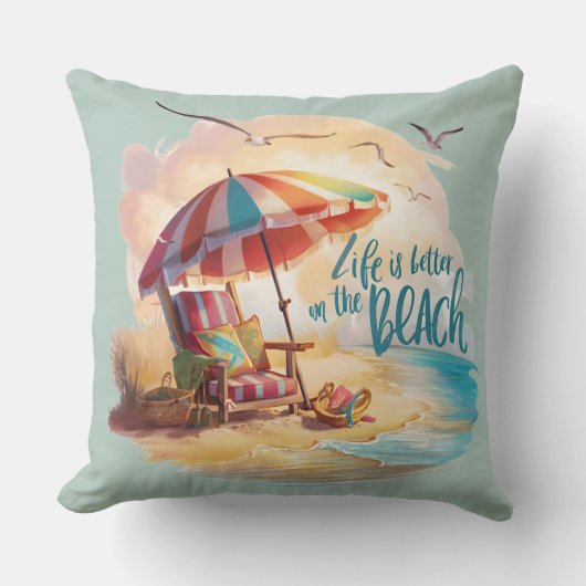 人生はビーチの海岸の美学に優れている クッション (正面)