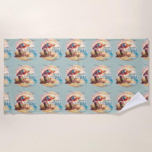 人生はビーチの海岸の美学に優れている ビーチタオル (正面)