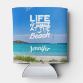 人生はビーチの白砂の青い海で良い 缶クーラー (裏面)