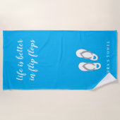 人生はビーチサンダルブルーおもしろいのカスタム方が ビーチタオル (正面)