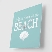 人生はビーチターコイズ スクエア壁時計 (傾斜)