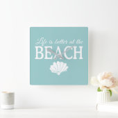 人生はビーチターコイズ スクエア壁時計 (ホーム)