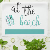 人生はビーチビーチサンダルターコイズ キッチンタオル (折り畳み)