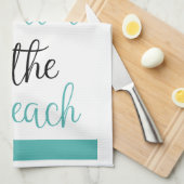 人生はビーチビーチサンダルターコイズ キッチンタオル (四つ折り)