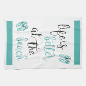 人生はビーチビーチサンダルターコイズ キッチンタオル (横)