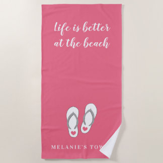 人生はビーチピンクビーチサンダルで良カスタムい ビーチタオル