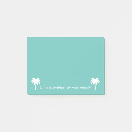 人生はビーチヤシの木のカスタムティール(緑がかった色) ポストイット (正面)