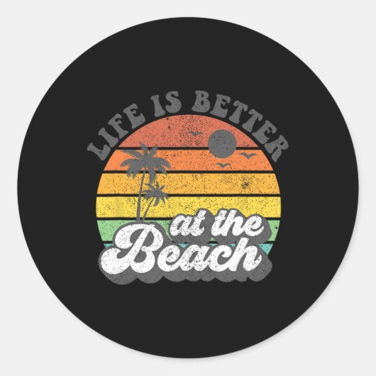 人生はビーチレトロ夏休みでより良い ラウンドシール (正面)