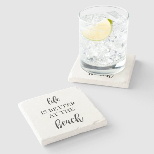 人生はビーチ大理石コースターで良い ストーンコースター (横)