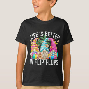 人生はビーチ女の子のためのビーチサンダルでより良い Tシャツ