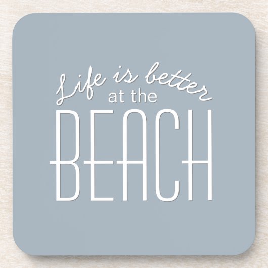 人生はビーチ引用文タイポグラフィ コースター (正面)