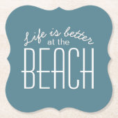 人生はビーチ引用文タイポグラフィ ペーパーコースター (正面)