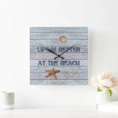 人生はビーチ時計の方が良い スクエア壁時計 (ホーム)