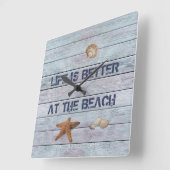 人生はビーチ時計の方が良い スクエア壁時計 (傾斜)