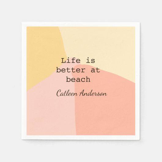 人生はビーチ黄色のオレンジ色のボホラスティックで良い スタンダードカクテルナプキン (正面)