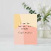 人生はビーチ黄色のオレンジ色のボホラスティックで良い ポストカード (スタンド正面)