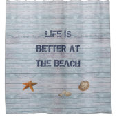 人生はビーチ シャワーカーテン (正面)