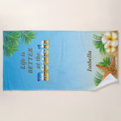 人生はビーチ🏝 ビーチタオル (正面)
