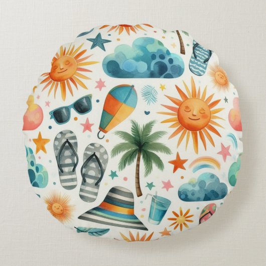 人生はビーチ ラウンドクッション (正面)
