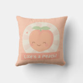 人生はピーチ 可愛いダジャレ フード ユーモア クッション (裏面)
