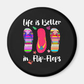 人生はフリップフロップサマーバケーションビーチで良い マグネット (正面)